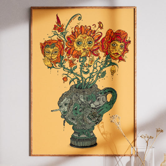 Dekoracyjny Plakat Kwiatowy – "3 Kwiaty", Ilustracja Roślinna