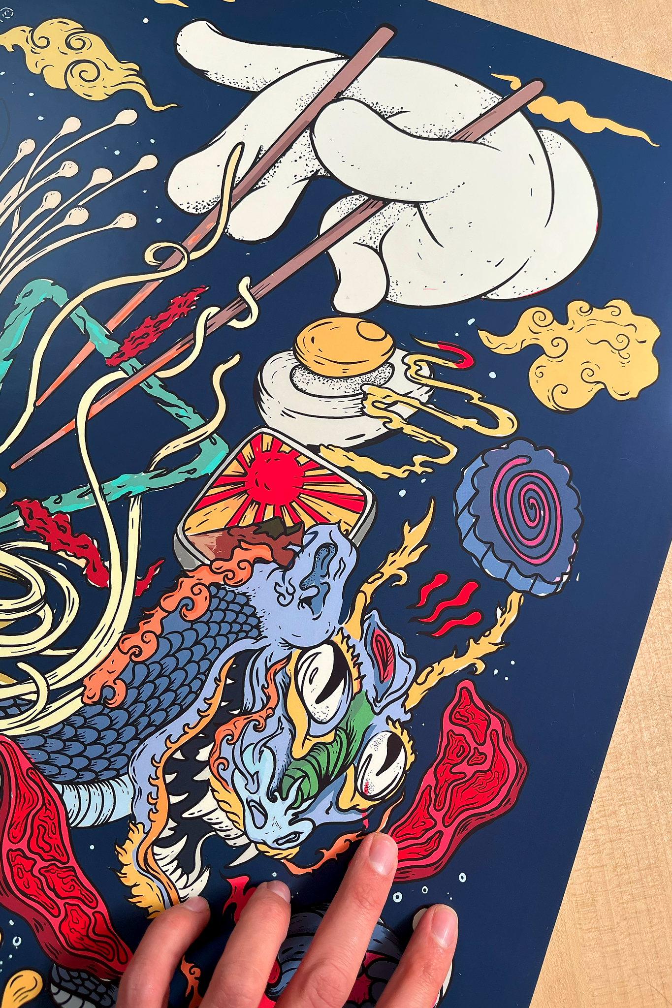 Plakat "Ramen" – Kolorowa Ilustracja w Stylu Japońskim