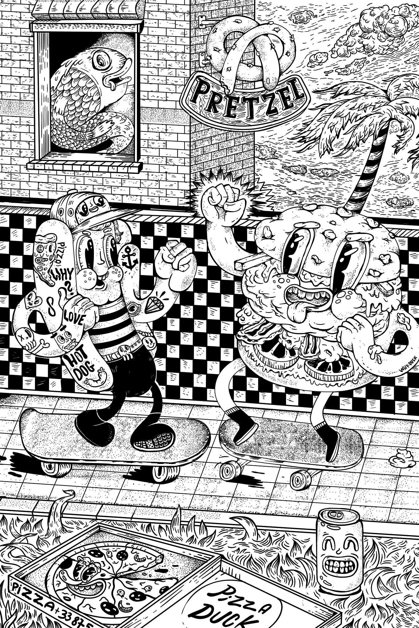 Pretzel – plakat w stylu pop‑art doodle, który rozkręci każde wnętrze.
