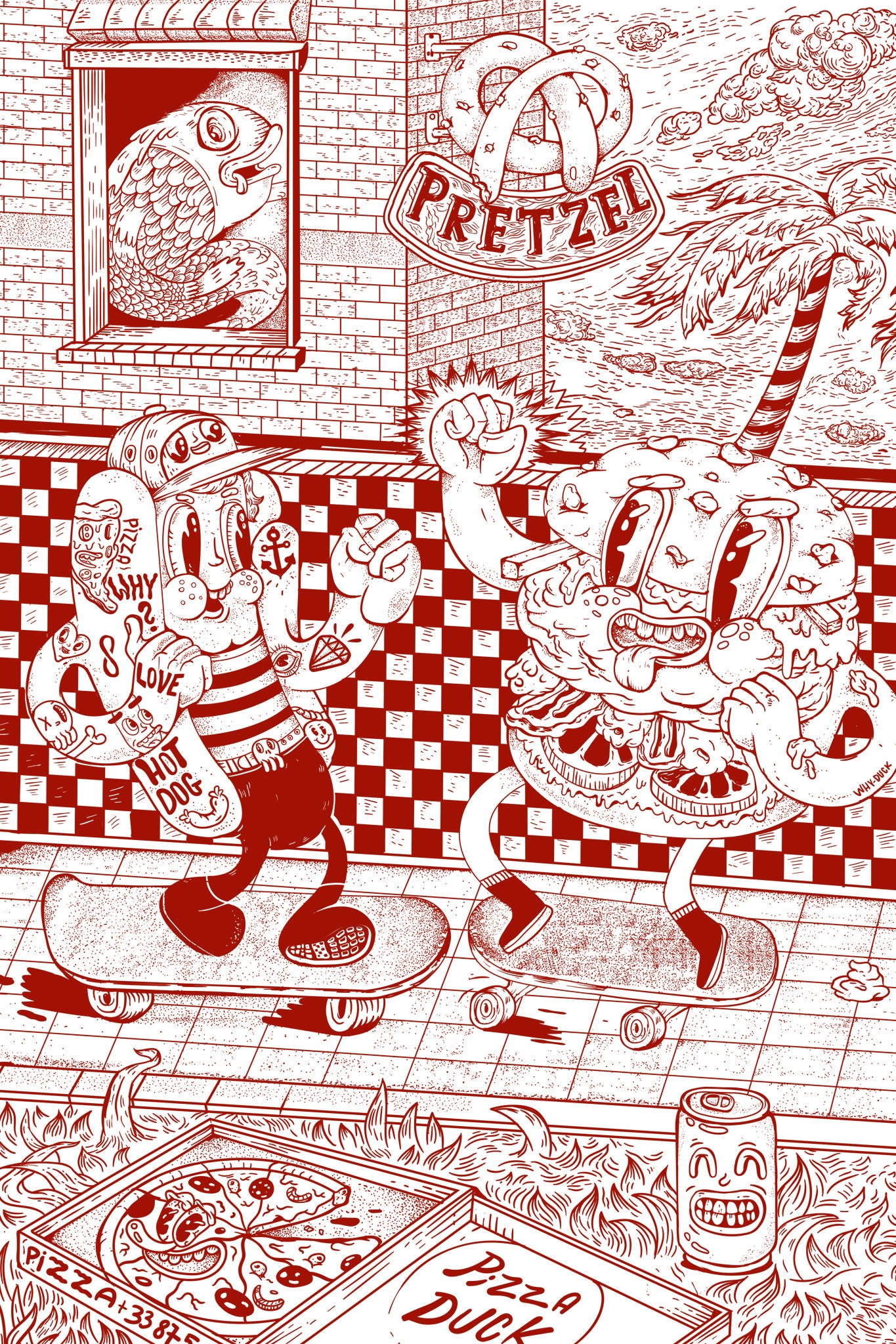 Pretzel – plakat w stylu pop‑art doodle, który rozkręci każde wnętrze.
