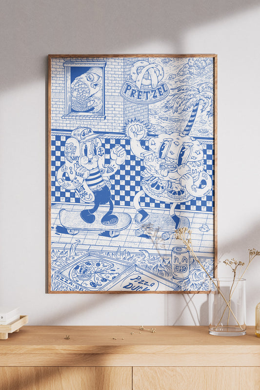 Pretzel – plakat w stylu pop‑art doodle, który rozkręci każde wnętrze.