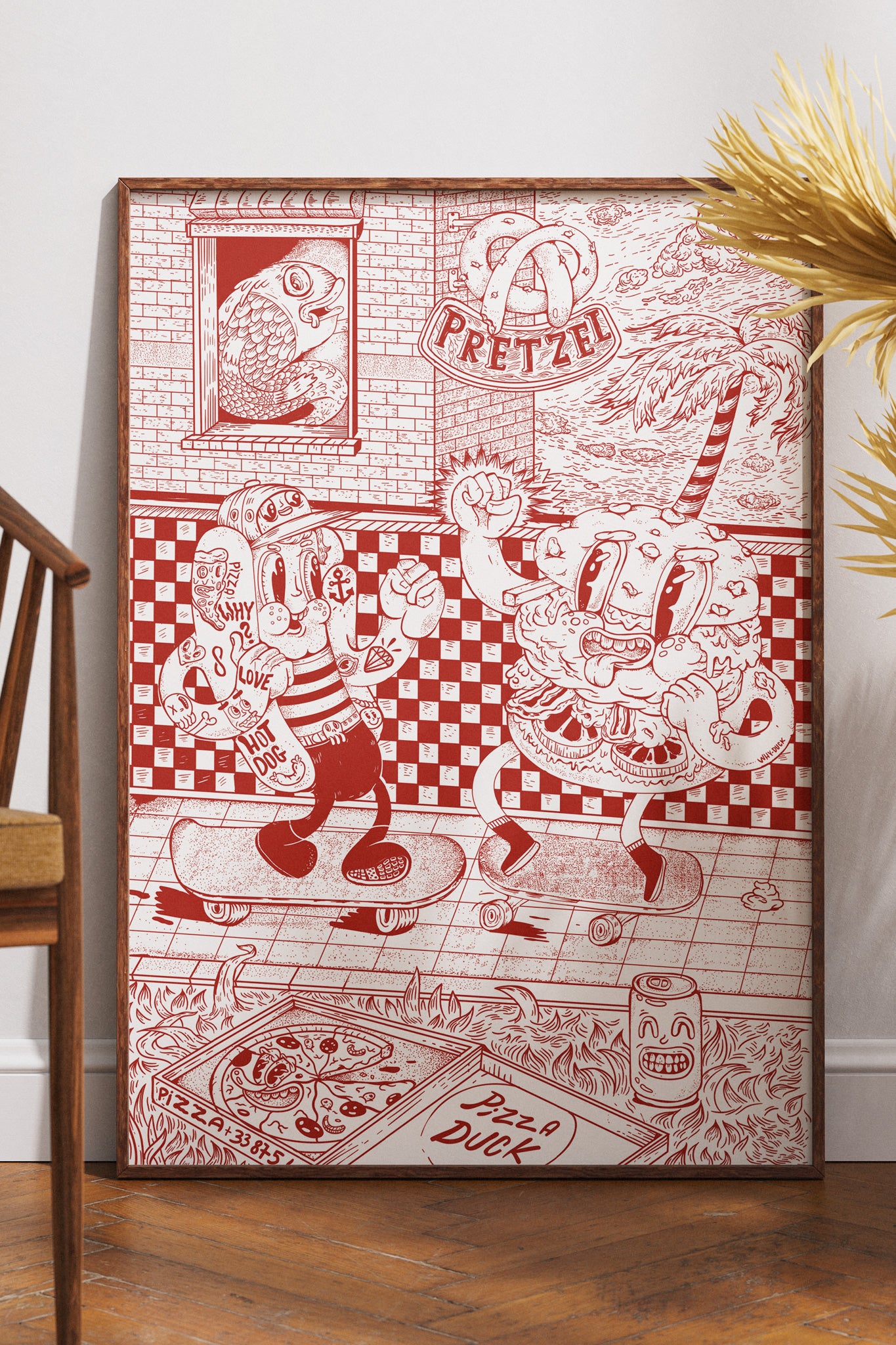 Pretzel – plakat w stylu pop‑art doodle, który rozkręci każde wnętrze.